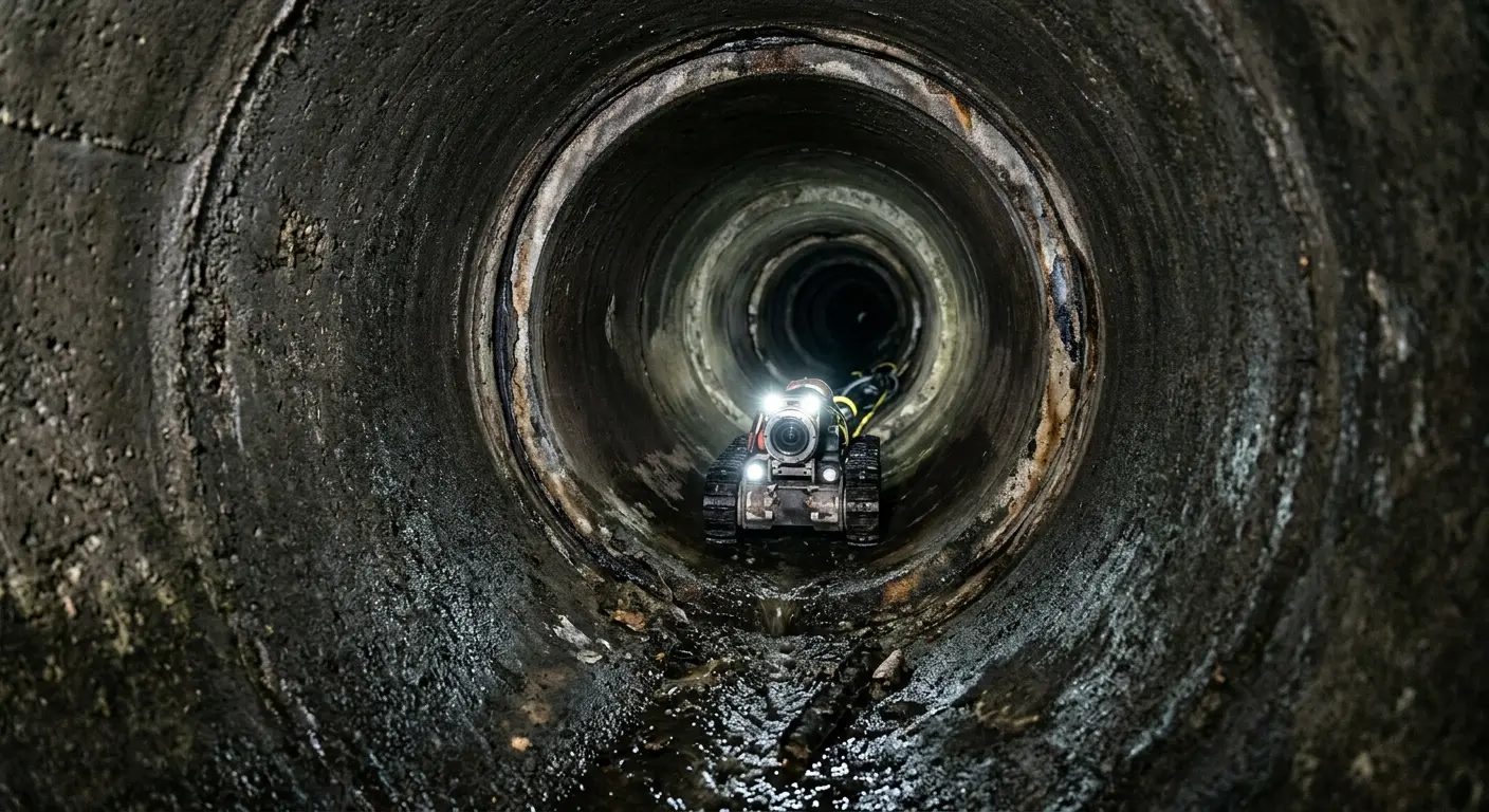Robotic sewer camera inspecting pipe interior for Drain Snake Service in Charlotte